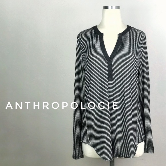 ANTHROPOLOGIE Akemi + Kin Striped Henley Top Large - Picture 2 of 13